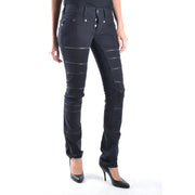 Women’s black skinny jeans with horizontal silver stripes from Neil Barrett Fall Winter collection