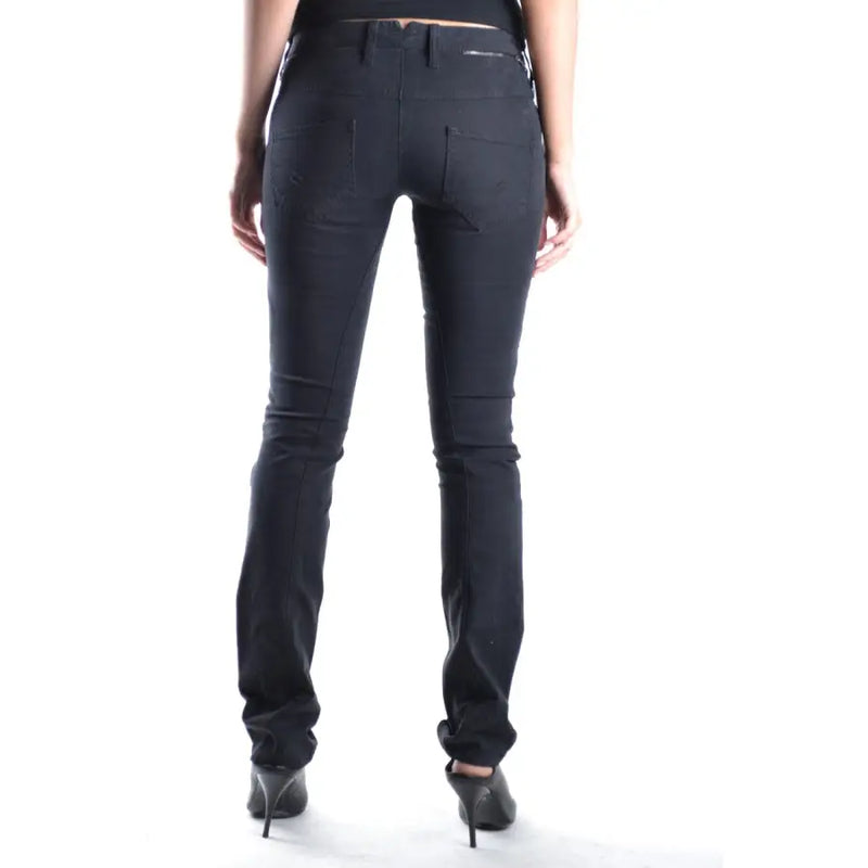 Neil Barrett women black skinny jeans with sleek form fitting design and subtle stitching details with front and back pockets