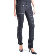 Neil Barrett women black denim jeans with slim fit, horizontal zipper accents, front and back pockets for fall winter
