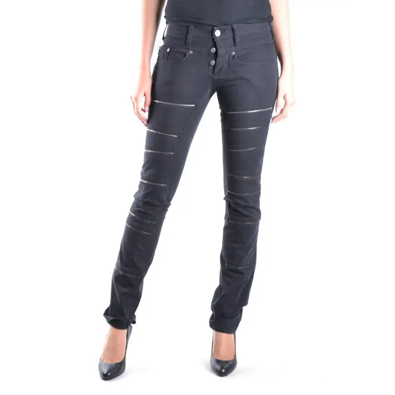 Neil Barrett women black denim jeans with silver zipper accents and front and back pockets for fall winter use