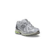 New balance men 1906r grey synthetic lace up sneakers with silver and neon green mesh upper and rubber sole