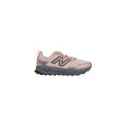 New balance pink and gray trail running shoe with floral accents.