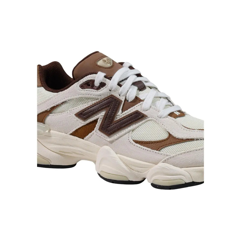 New Balance men brown suede sneakers featuring cream and brown 990v3 design with a chunky midsole