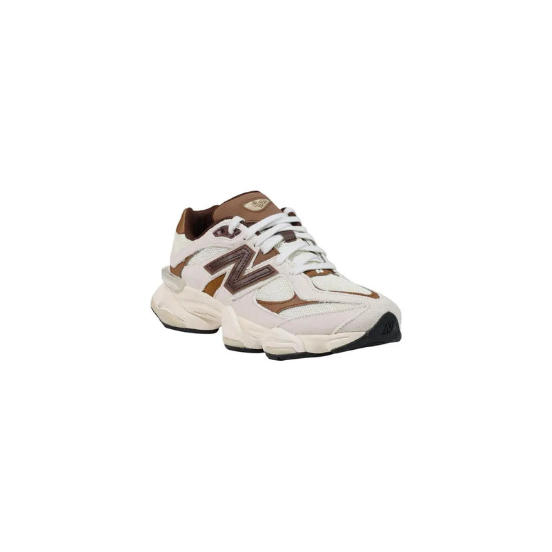 New Balance men brown suede sneakers with white accents and a chunky sole for casual wear