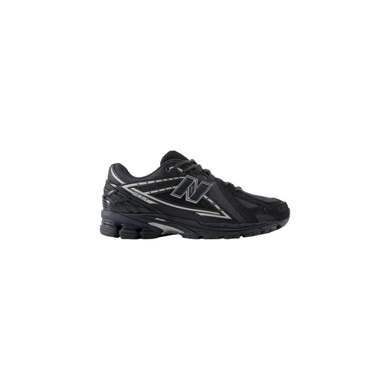 New balance Herren-Sneaker, schwarzer Laufschuh aus Synthetik mit silbernen Akzenten und profilierter Gummisohle