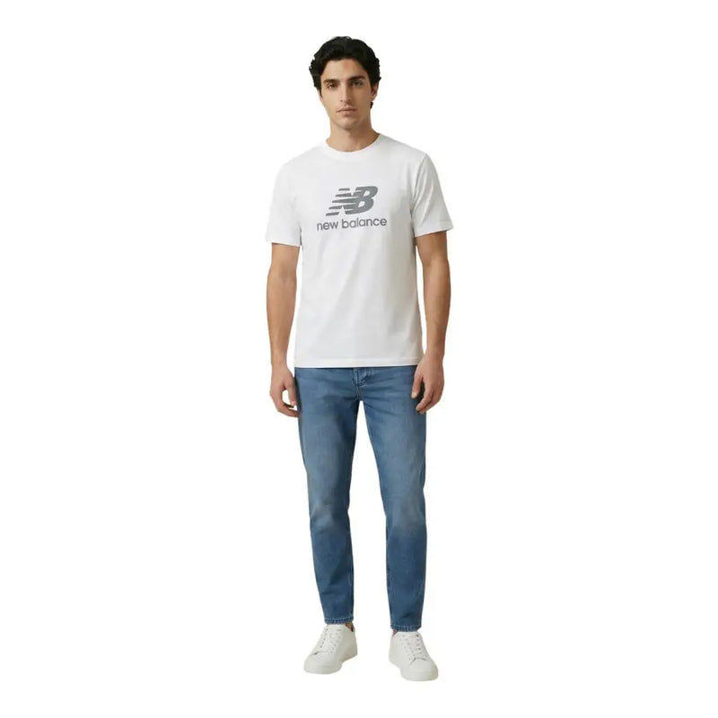 New balance men t-shirt in white with gray logo and text on the chest ideal for casual wear