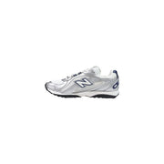 New Balance women blue slip on synthetic sneakers with silver and white mesh upper and black sole with navy heel accents
