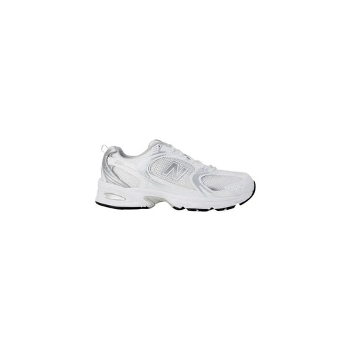 New Balance Damen-Sneaker aus grauem Kunstleder mit weißem 530er-Sneaker-Design und silbernen Mesh- und Gummielementen