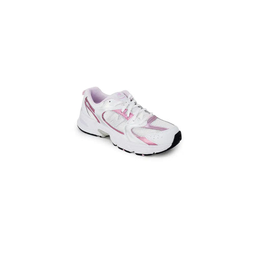 New Balance Damen-Sneaker in Rosa mit Synthetikdetails, weißen und rosa Mesh-Einsätzen, gepolstertem Schaftrand und schwarzer Gummisohle