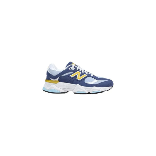New balance Lila Wildleder-Sneaker für Damen in Marineblau und Weiß mit auffälligem gelbem N-Logo an der Seite
