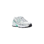 New Balance women silver synthetic sneakers in white and silver with mint green accents for casual wear