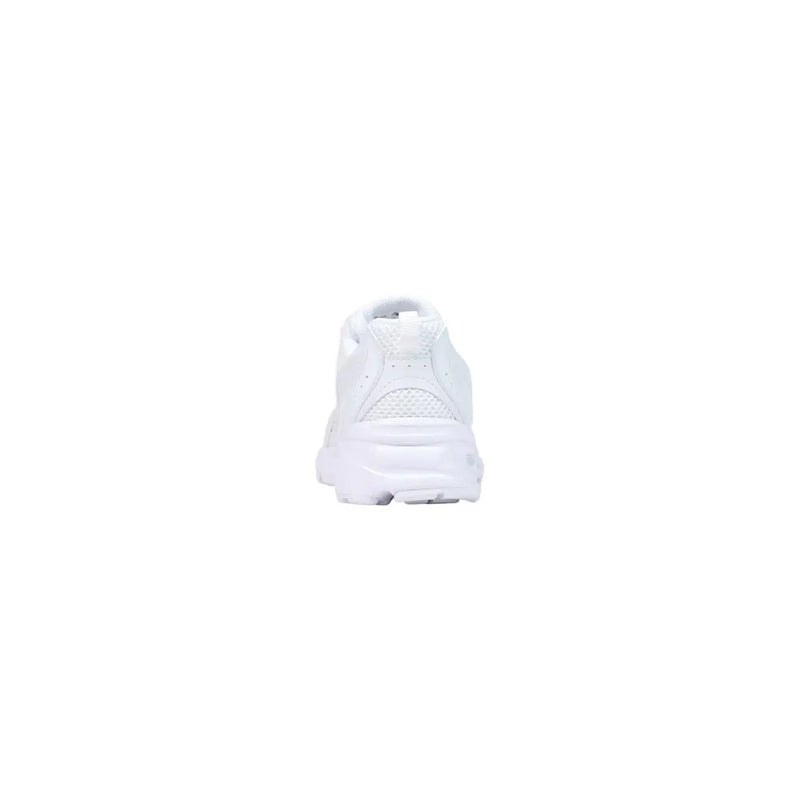 New Balance women sneakers in white faux leather with a chunky sole and breathable mesh upper