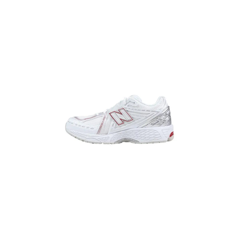 New Balance women white synthetic sneakers with silver and pink accents designed for running and casual wear