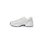 New Balance women white synthetic sneakers with mesh and synthetic overlays and chunky white sole with black details
