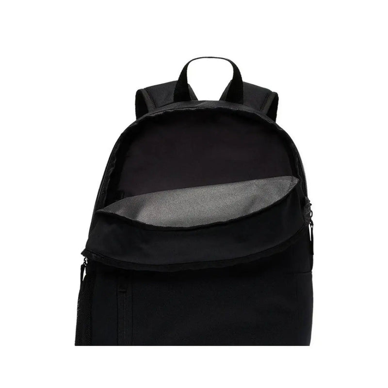 Nike backpack BA6032 for men in black with minimalist design and gray interior lining, front view