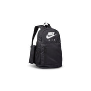 Nike backpack BA6032 for men in black with white logo and mesh side pocket, front view