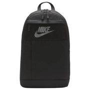 Nike Schwarzer Herrenrucksack mit silbernem Swoosh-Logo auf der Vorderseite, Vorderansicht