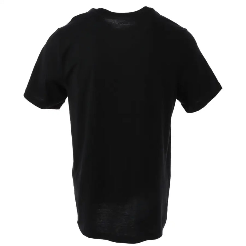 Nike black short sleeve t shirt with crew neck made of breathable fabric featuring white logo and just do it print
