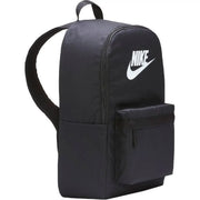 Black Nike men rucksack polyester backpack with white logo and front pocket measuring 28x46x12 centimeters