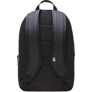 Nike men black rucksack made of polyester with padded shoulder straps and top handle shown from the back side
