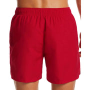 Red elastic-waist Nike men’s swim shorts with front pockets and plain design