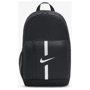 Nike men’s black cross body bag with white swoosh and vertical stripe featuring an outside pocket