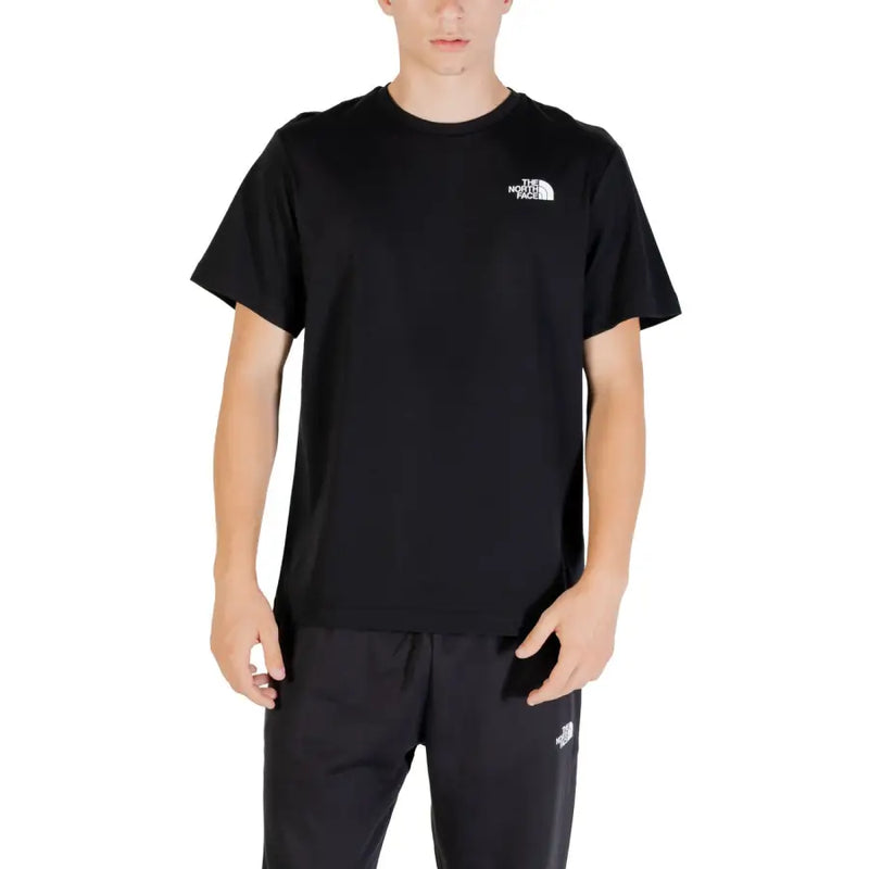 Black The North Face men’s cotton T shirt with white logo on left chest