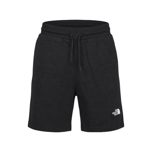 The North Face cotton shorts for men in black with drawstring waistband and white logo front view