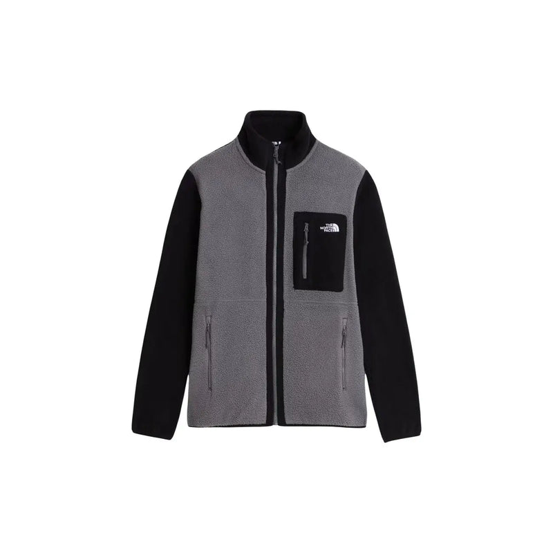 Veste polaire The North Face Yumiori pour homme, grise et noire, avec col montant et poches zippées (vue de face)