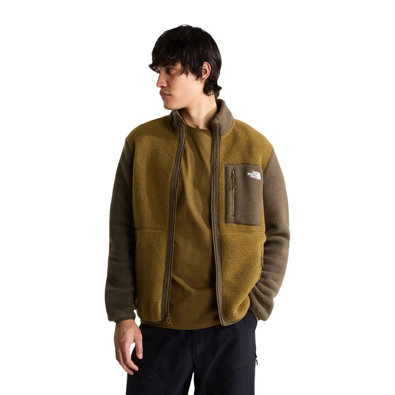 Veste polaire The North Face Yumiori pour homme, coloris vert olive et vert olive foncé, avec poche poitrine zippée, vue de face