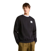 Schwarzes Herren-Sweatshirt von The North Face aus Baumwolle mit Rundhalsausschnitt und weißem Logo-Patch auf der linken Brust (normale Passform)