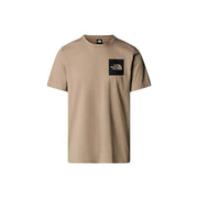 Men’s beige short-sleeved T-shirt with black square chest logo for The North Face Fall Winter collection