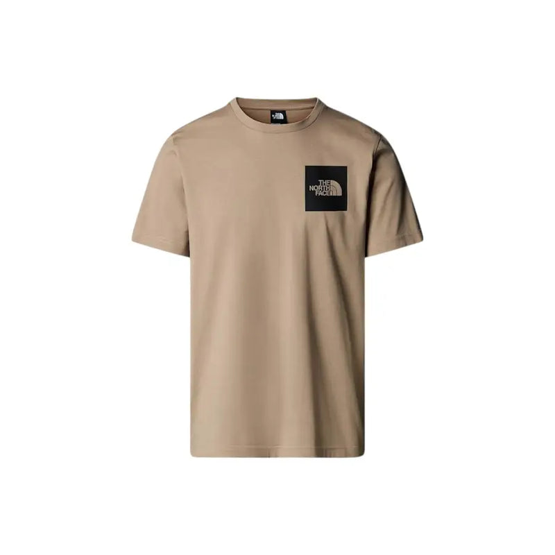 Men’s beige short-sleeved T-shirt with black square chest logo for The North Face Fall Winter collection
