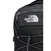 The north face men borealis classic black nylon backpack with white embroidered logo and gray zipper pulls
