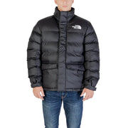 The north face men jacket black polyester long turtleneck with quilted design and logo on the chest