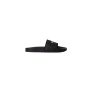 Black The North Face men slippers with textured polyester strap and subtle white logo print detail