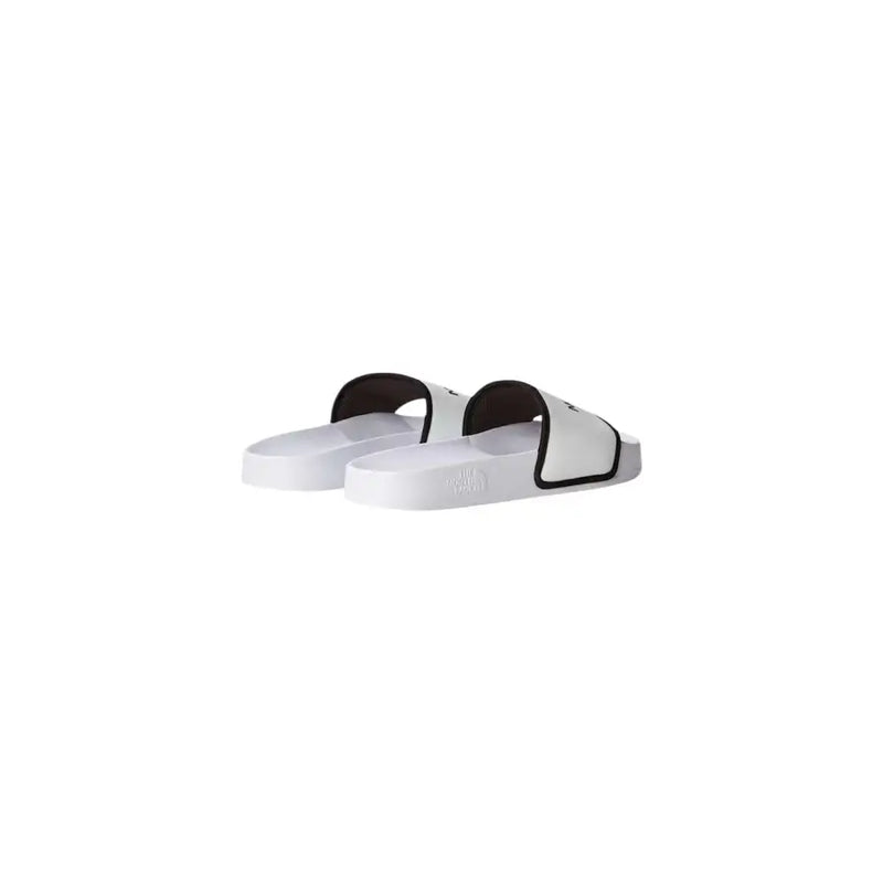 The North Face men slippers white and black polyester slide sandals with a white logo print and minimalist design