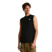 The North Face Herren T-shirt schwarzes ärmelloses Tanktop top mit einem kleinen weißen Logo auf der Brust