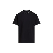 The north face men black short-sleeved t-shirt with white embroidered logo along the collar