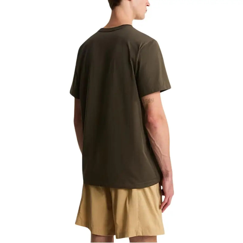 coton vert olive t-shirt avec un col rond simple et des manches courtes de la collection homme The North Face