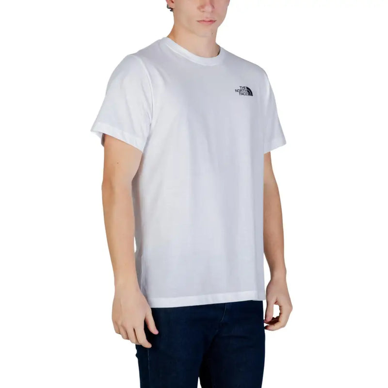 The North Face hommes t-shirt T-shirt blanc à manches courtes avec un petit logo noir sur la poitrine gauche, en coton