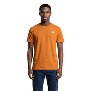 T-shirt homme The North Face orange à manches courtes avec logo blanc, en mélange de coton.