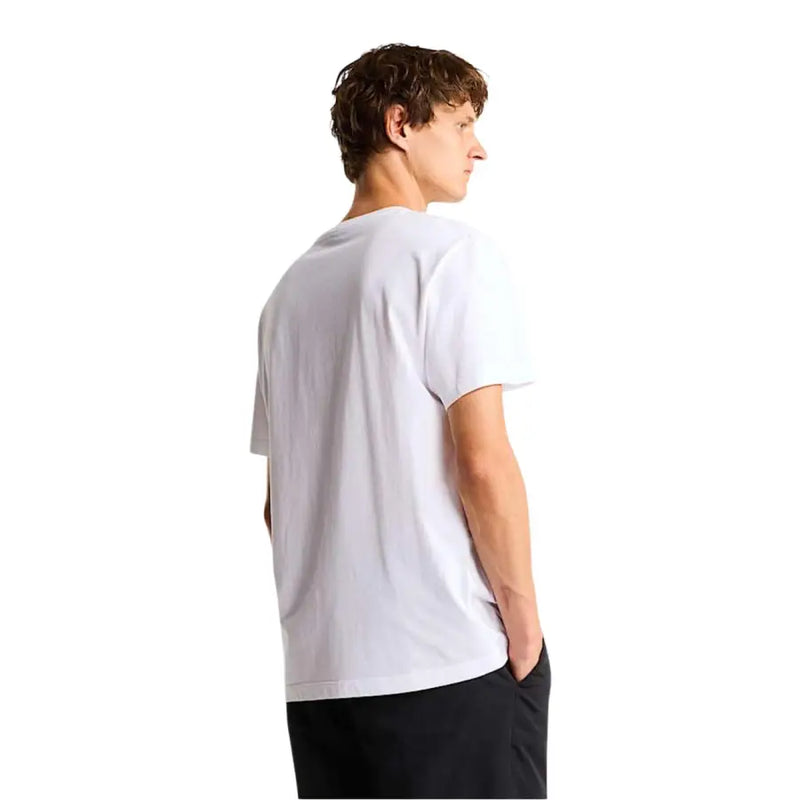 T-shirt The North Face pour homme, blanc, en coton, col rond, manches courtes, vue de face, idéal pour une tenue décontractée.