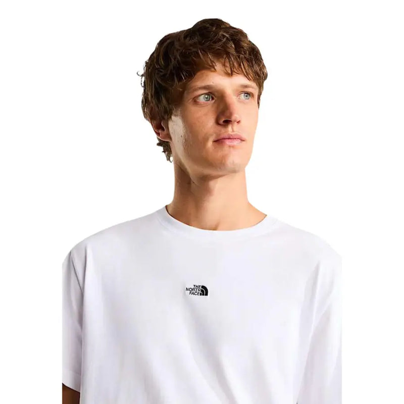 T-shirt homme The North Face blanc en coton à manches courtes avec petit logo noir brodé sur la poitrine gauche