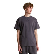 The North Face men t shirt dark gray short-sleeved white logo cotton round neck casual wear