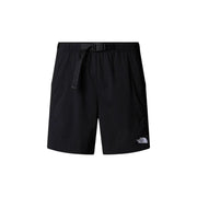 Schwarze Herren-Shorts von The North Face mit Kordelzugbund und dezentem Logo am Unterschenkel, Vorderansicht