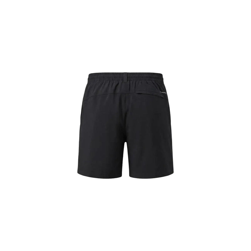 Short The North Face pour homme, noir, avec taille élastique et étiquette de la marque sur la poche arrière (vue arrière).
