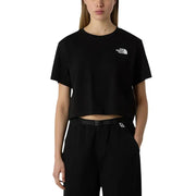 The North Face women’s black cropped t-shirt with white embroidered logo