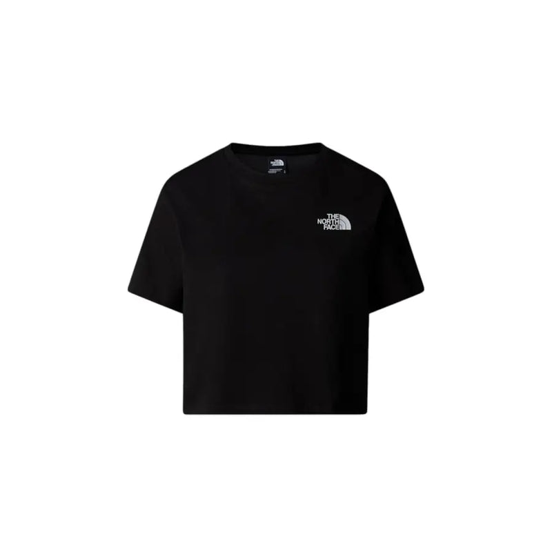 Black The North Face women’s cropped t-shirt with white embroidered logo