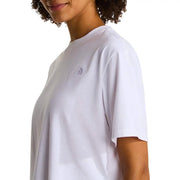 White short-sleeved cotton blend t shirt for women by The North Face with subtle embroidered logo on the chest
